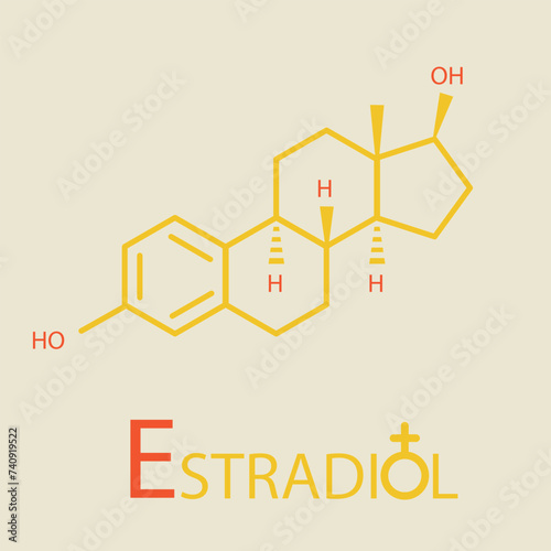 female hormones formula. Vector thin line icon of hormones molecular structure
