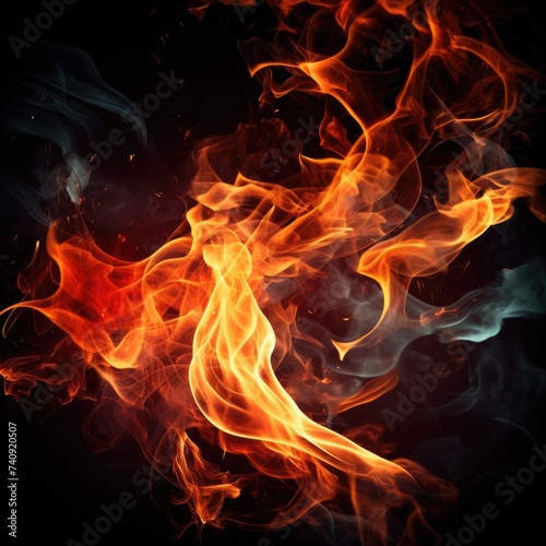 Close up texture of fire, summer heats. Generative Ai.