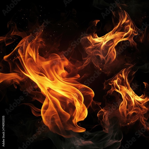 Close up texture of fire, summer heats. Generative Ai. © annamaria