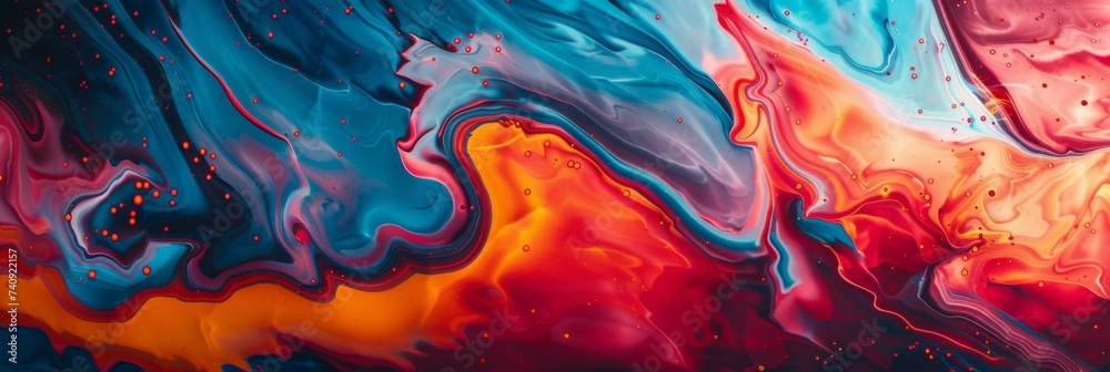 Dynamic Abstract Fluid Art with Colorful Swirling Textures and Vibrant Contrast