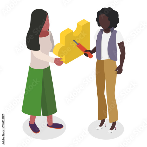 3D Isometric Flat Vector Illustration of Fixing Technical Problems, Repair Service or Technical Support. Item 4