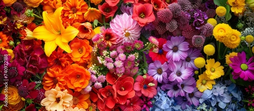 Vibrant and Stunning Collection of Various Colorful Flowers in Full Bloom