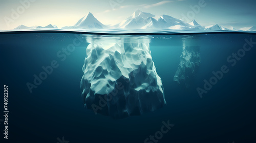 The iceberg is above the water and partially hidden under the water © xuan