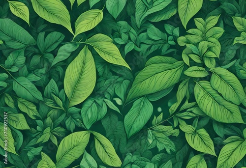 green leaves seamless pattern
