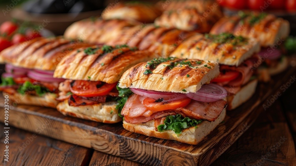 Assorted Sandwiches on Wooden Board Assorted Sandwiches on Wooden Board