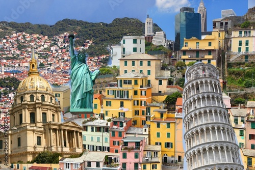 Картината върху платно World landmarks bizarre mix