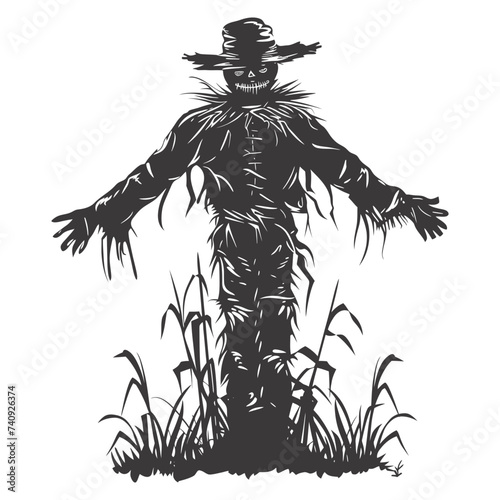 Silhouette Scarecrow Scary Spooky black color only full body