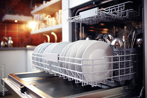 Sparkling Clean Kitchenware Showcase: The Perfect Dishwasher Banner for Modern Appliance Marketing Campaigns