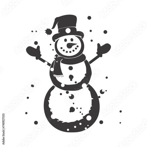 Silhouette snowman black color only full body
