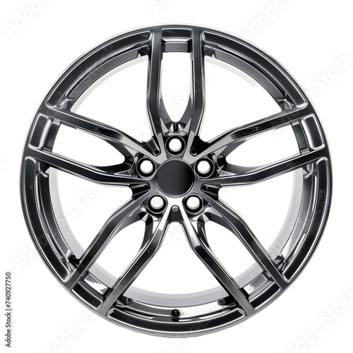 a grey silver wheel without spokes, isolated on transparent background