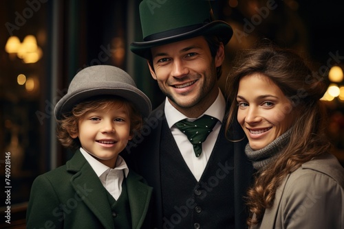 Elegant Family in Festive Attire Smiling Together