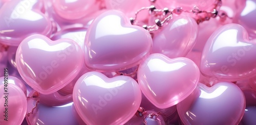 a cluster of pink hearts in the background