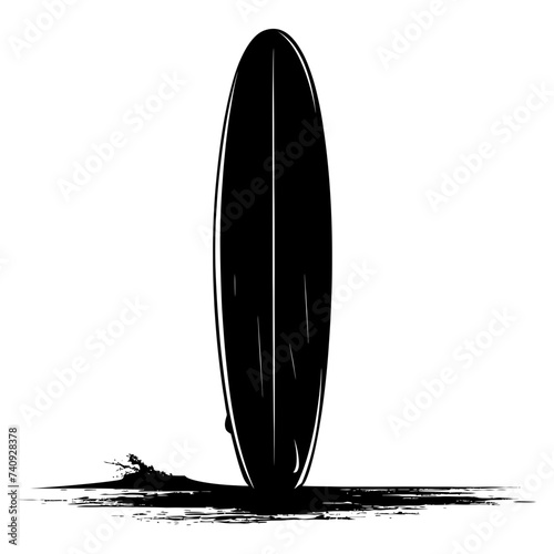 Silhouette surfing board on the beach black color only