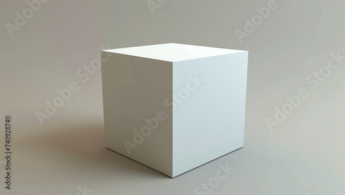 3D white cube on white background. Beautiful element with shadows.