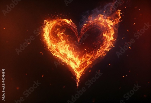 burning heart in fire