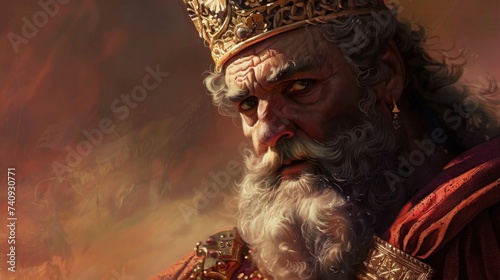 Stylized Portrait of King Solomon: Renowned for Wisdom, Israel's Monarch, Jerusalem's Temple Builder, and Biblical Wealth
 photo