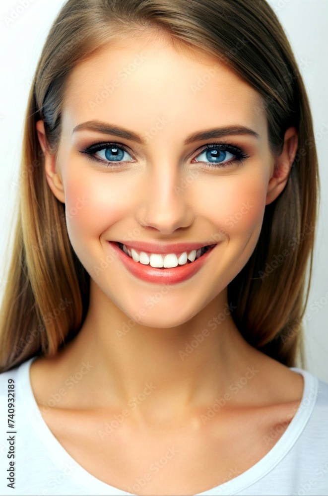 A youthful woman exudes confidence with her flawless, radiant smile, epitomizing perfect dental health and self-assured allure A youthful woman exudes confidence with her flawless, radiant smile, epitomizing perfect dental health and self-assured allure