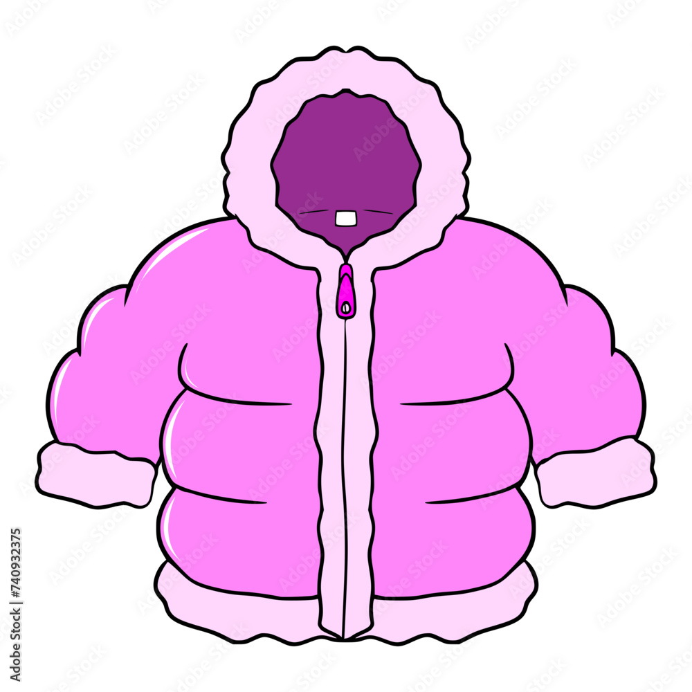 Obraz premium pink winter jacket illustration hand drawn isolated vector