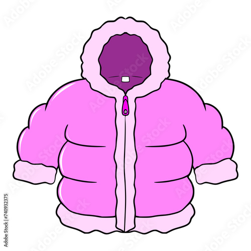 pink winter jacket illustration hand drawn isolated vector