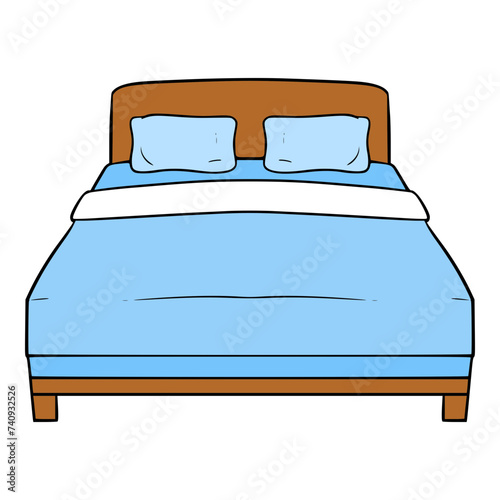 cozy double bed illustration hand drawn isolated vector