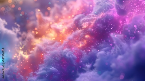 Colorful Clouds with Luminous Light in a Dreamy Space Sky