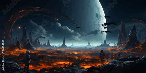 sunset forest vector flat minimalistic isolated illustration