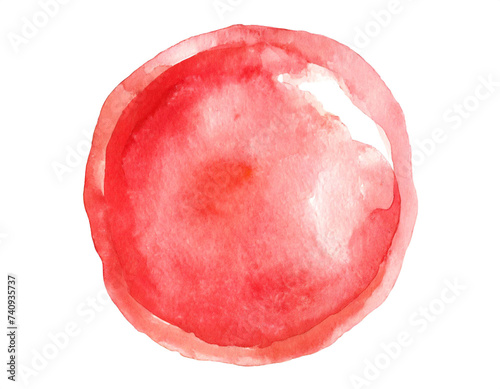 Roter Wasserfarben Kreis isoliert auf weißen Hintergrund, Freisteller 