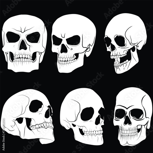 Skull head set vector art, skull collection vector and graphics