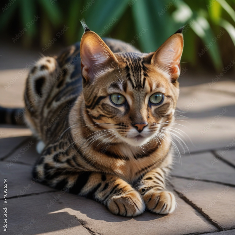 The Bengal cat poses for a photo
