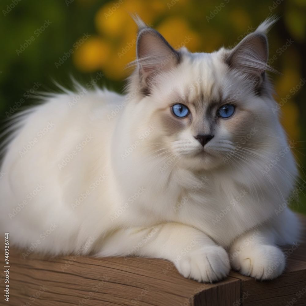 The Birman cat poses for a photo
