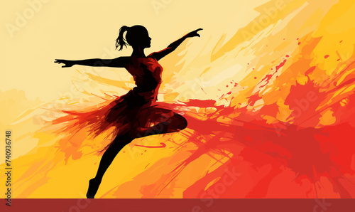 female gymnast silhouette dancer ballerina vector design illustration