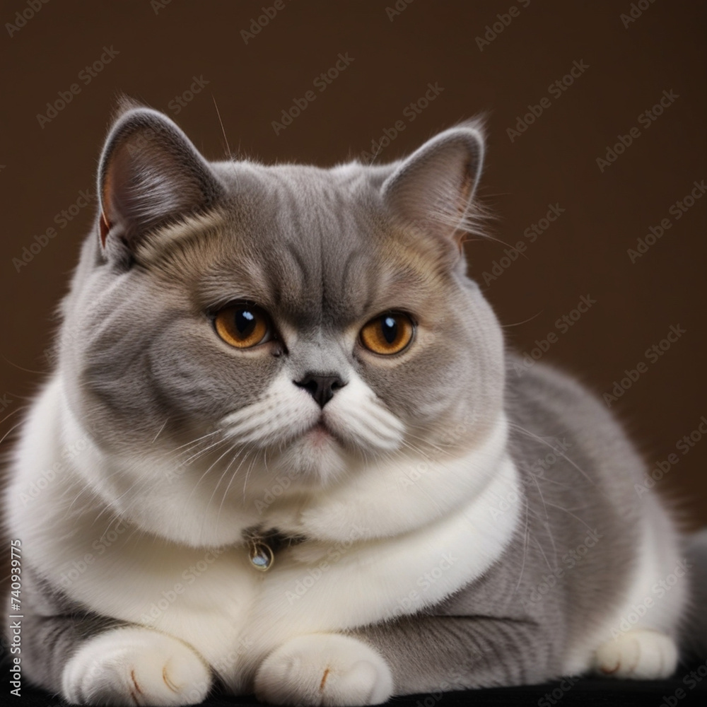 The Exotic shorthair cat poses