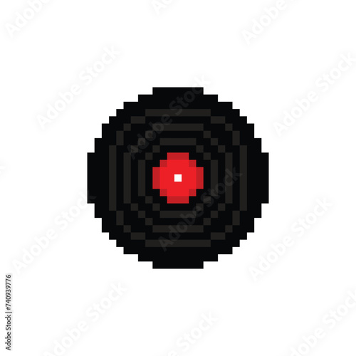 vinyl record  icon 8 bit, pixel art  music icon  for game  logo.