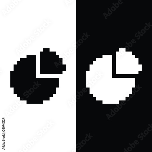 pie chart graph  icon 8 bit, pixel art  Diagram   icon  for game  logo.