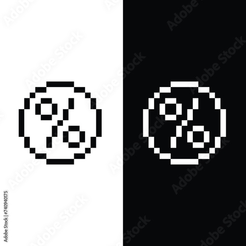 percent icon 8 bit, pixel art  AAAA  icon  for game  logo. photo