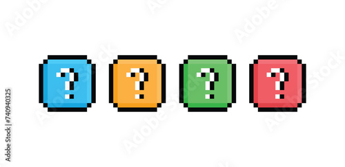 pixel question tag icon vector  sign for 8 bit game company logo template 