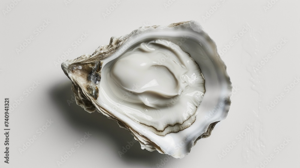 Cosmetic open jar of skincare cream and oysters, top view. Concept of cream with oyster extract. Cosmetic open jar of skincare cream and oysters, top view. Concept of cream with oyster extract.
