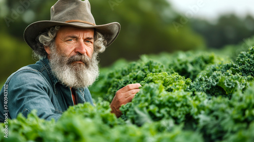 Grandfather growing vegetables.