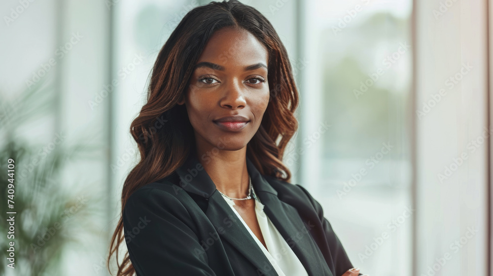 A confident professional woman with a gentle smile is wearing a blazer and shirt, exuding elegance and ambition in a corporate setting. A confident professional woman with a gentle smile is wearing a blazer and shirt, exuding elegance and ambition in a corporate setting.