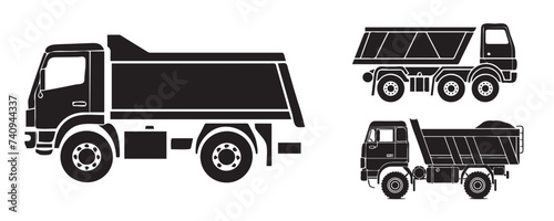 Dump truck icon set. Simple set of dump truck vector icons for web design isolated on white background