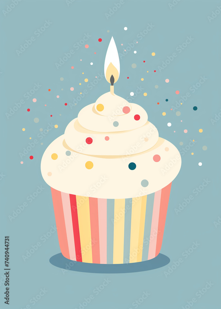 cupcake with candles vector, in the style of confetti-like dots сreated with Generative Ai cupcake with candles vector, in the style of confetti-like dots сreated with Generative Ai