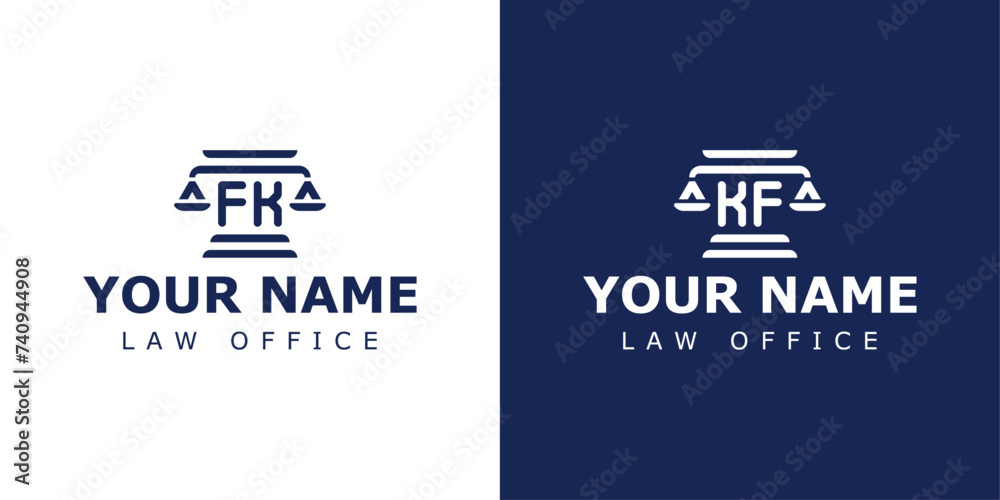 Letters FK and KF Legal Logo, suitable for lawyer, legal, or justice with FK or KF initials Letters FK and KF Legal Logo, suitable for lawyer, legal, or justice with FK or KF initials