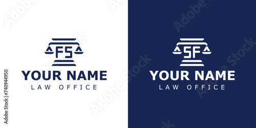 Letters FS and SF Legal Logo, suitable for lawyer, legal, or justice with FS or SF initials
