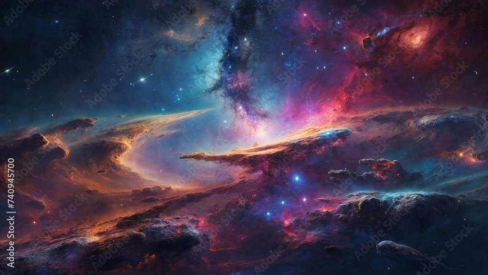 Explore the vast and colorful galaxy, filled with swirling nebulas and sparkling stars, as you journey through the depths of space