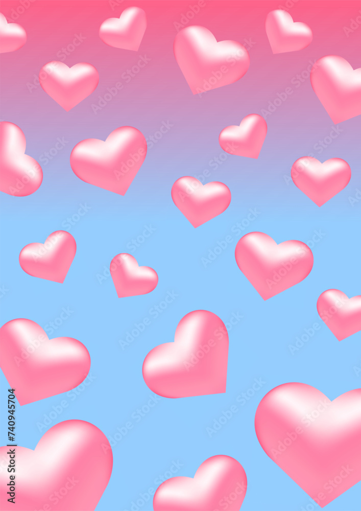 Pink hearts on a blue background
