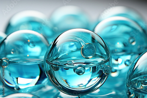Closeup of blue glass ball background 