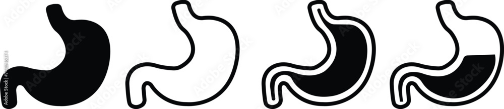 good digestion icon set . improve stomach system vector symbol in black filled vector, human internal organs icon symbol, black silhouette images, endoscopy vector, isolated on transparent background. good digestion icon set . improve stomach system vector symbol in black filled vector, human internal organs icon symbol, black silhouette images, endoscopy vector, isolated on transparent background.