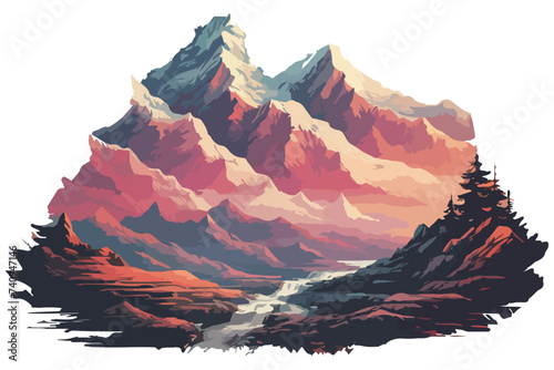 mountain landscape vector art illustration
