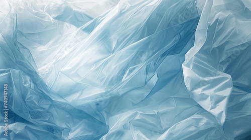 A close-up on the sharp, jagged wrinkles of a plastic bag partially filled with water, creating a contrast between fluidity and rigidity. 