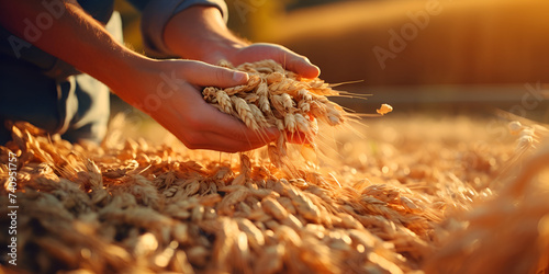 A photo high quality details Harvested barley ready for processing.